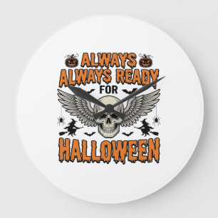 Relógio Grande Camisa de Caveira de Halloween Gravura Vintage Cit
