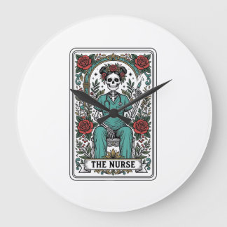 Relógio Grande Camisa de desenho de carta de tarot de enfermeira