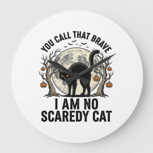 Relógio Grande Camisa de Desenho de Gato Assustado de Halloween V