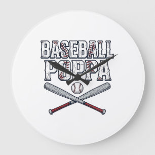 Relógio Grande Camisa de desenho de gravura vintage Baseball Popp