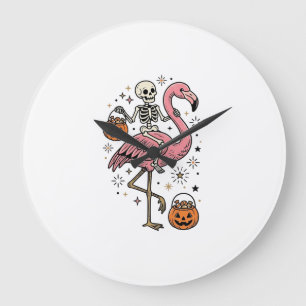 Relógio Grande Camisa de Doce de Halloween de Flamingo Montado em