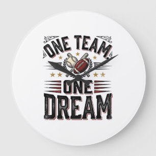 Relógio Grande Camisa de Equipe Esportiva Vintage Um Time Um Sonh