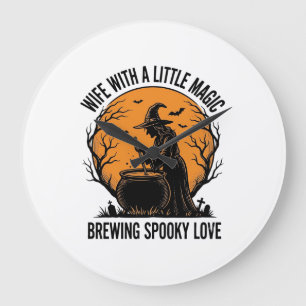 Relógio Grande Camisa de Esposa de Halloween Bruxa Vintage Humor