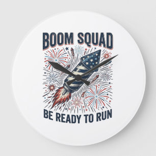 Relógio Grande Camisa de Fogos de Artifício Patrióticos da Boom S