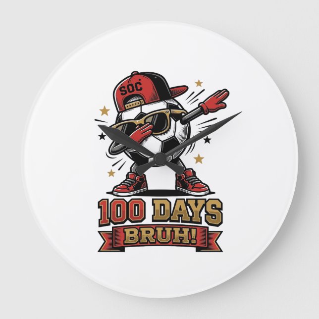 Relógio Grande Camisa de futebol com design de dabbing de 100 dia (Frente)