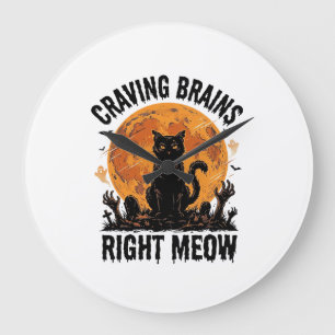 Relógio Grande Camisa de Gravura Vintage de Halloween de Gato Zum