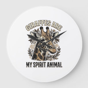 Relógio Grande Camisa de gravura vintage do animal espírito Giraf