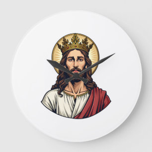 Relógio Grande Camisa de Gravura Vintage Jesus Coroa Halo 2