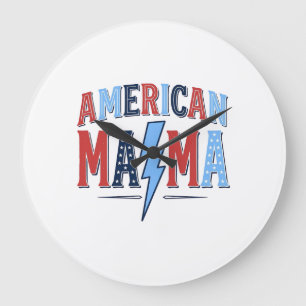 Relógio Grande Camisa de Gravura Vintage Patriótica Mama American