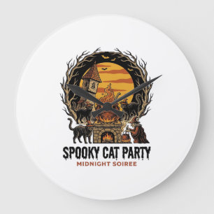 Relógio Grande Camisa de Halloween com Gravação Vintage de Gato A