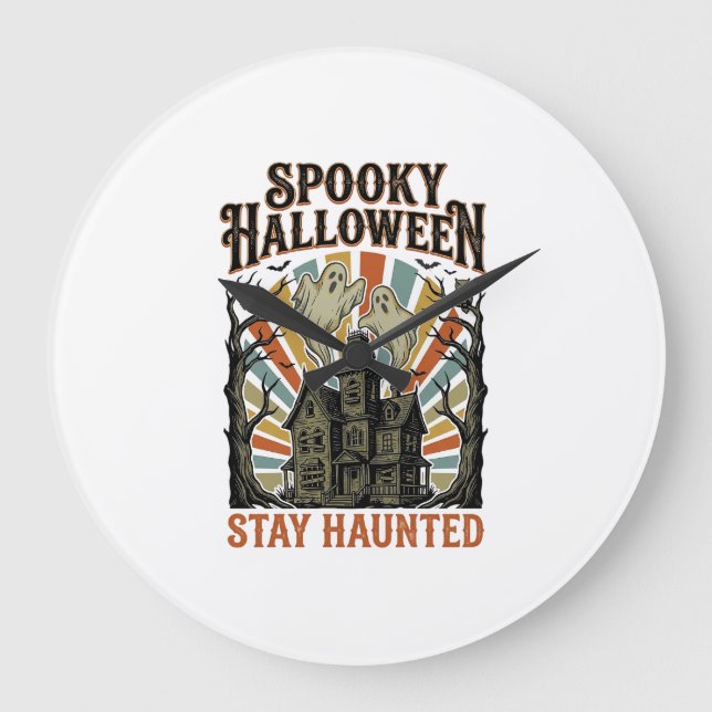 Relógio Grande Camisa de Halloween de Casa Assombrada com Fantasm (Frente)
