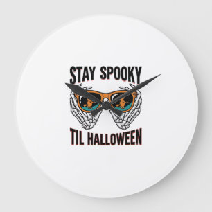 Relógio Grande Camisa de Halloween de Esqueleto com Óculos de Bru