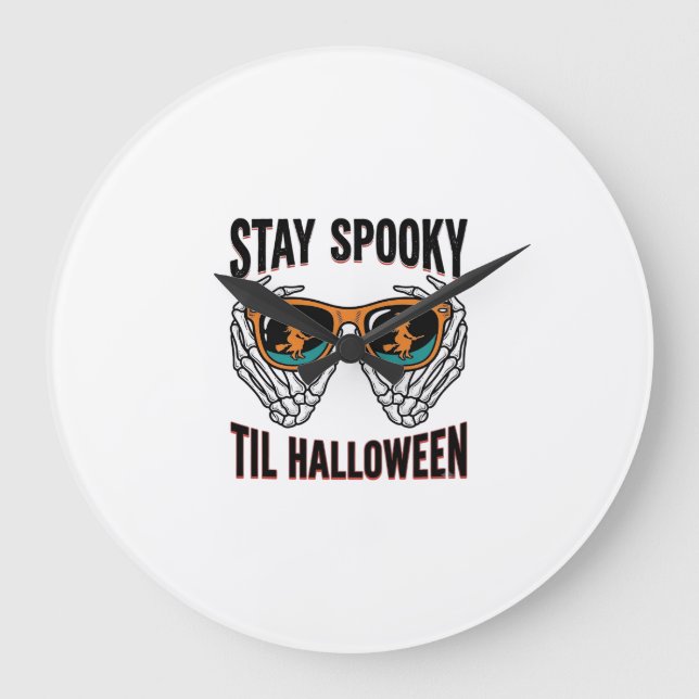 Relógio Grande Camisa de Halloween de Esqueleto com Óculos de Bru (Frente)