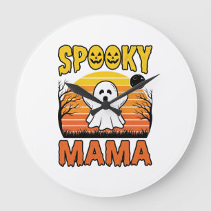 Relógio Grande Camisa de Halloween de Fantasma Vintage Spooky Mam