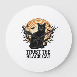 Relógio Grande Camisa de Halloween de Gato Preto Vintage Gato da