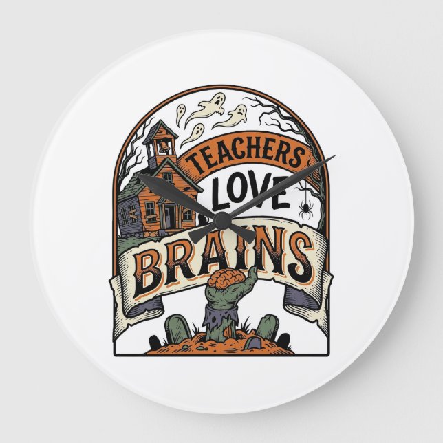 Relógio Grande Camisa de Halloween para Professores Professores A (Frente)