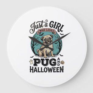 Relógio Grande Camisa de menina amante de cães Pug Vintage no Hal