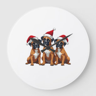 Relógio Grande Camisa de Natal do Cão Boxer Suéter Feio Luz de Na