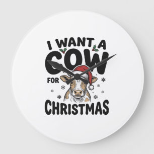 Relógio Grande Camisa de Natal Engraçada de Vaca Vintage Design d
