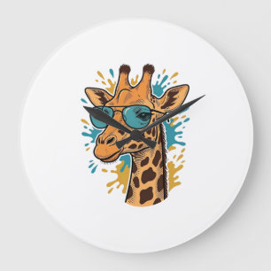 Relógio Grande Camisa de Óculos de Sol de Girafa Legal Gravada Vi