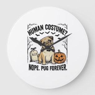 Relógio Grande Camisa de Pug de Halloween Vintage Roupa de Cachor