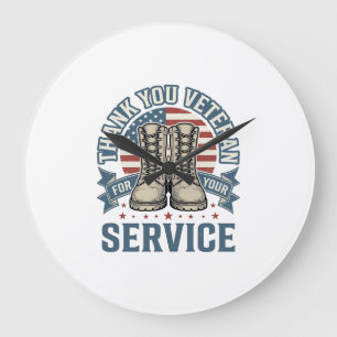 Relógio Grande Camisa de Serviço Botas Patrióticas de Veterano Ob
