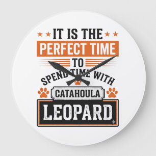 Relógio Grande Camisa de tempo vintage do cão leopardo Catahoula