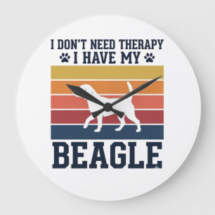 Relógio Grande Camisa de Terapia de Cão Beagle Vintage Design_1