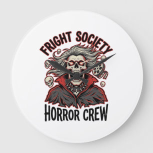 Relógio Grande Camisa de Terror Vintage Fright Society Crânio Des