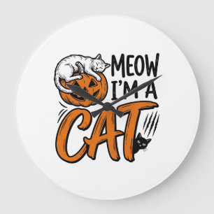 Relógio Grande Camisa de Tipografia de Abóbora de Gato de Hallowe