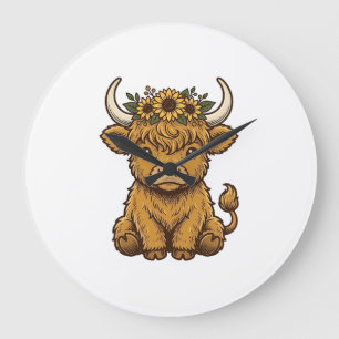 Relógio Grande Camisa de Vaca das Terras Altas Arte de Bezerro de