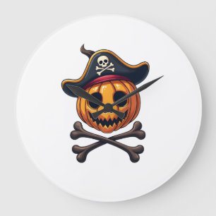 Relógio Grande Camisa do Crânio do Pirata da Abóbora � Halloween
