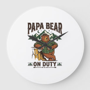 Relógio Grande Camisa do Dia dos Pais Papai Urso em Serviço Anima