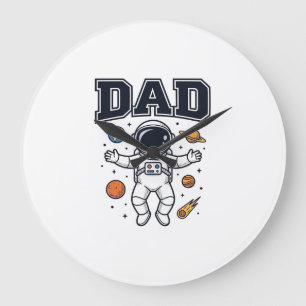 Relógio Grande Camisa do Papai Astronauta Espaço Vetor Design_1