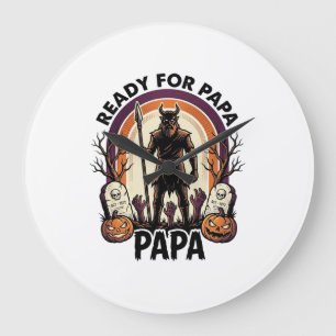 Relógio Grande Camisa do Papai de Halloween Desenho Vintage de Ce