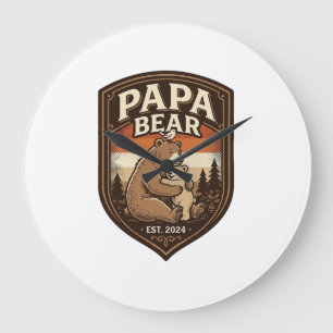Relógio Grande Camisa do Urso do Papai Vintage Engraving Urso Des