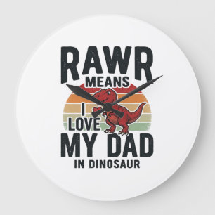 Relógio Grande Camisa engraçada de dinossauro Papai RAWR vintage