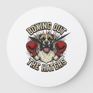 Relógio Grande Camisa engraçada do cão de boxeador boxeando os od