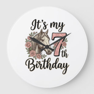 Relógio Grande Camisa Floral Vintage Desenho Menina 7º Aniversári