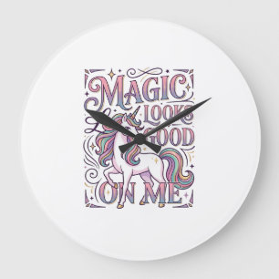 Relógio Grande Camisa Gráfica da Moda Magia de Unicórnio Fica Bem