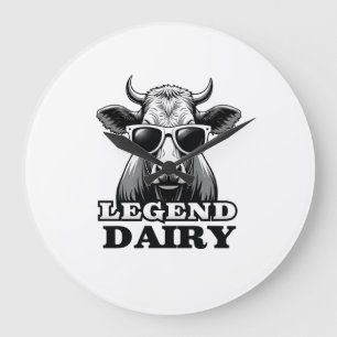Relógio Grande Camisa Legend Dairy Funny Farmer Cow Farmer Pun Gr