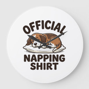 Relógio Grande Camisa Oficial de Cochilo Cachorro Sonolento Desig