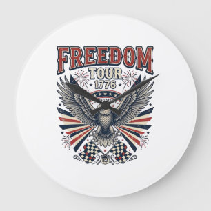 Relógio Grande Camisa Patriótica Águia Vintage Tour da Liberdade 