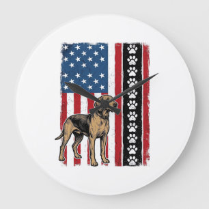 Relógio Grande Camisa Patriótica com Impressão de Pata de Cachorr