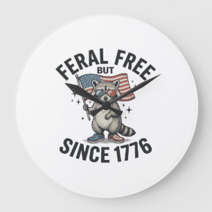Relógio Grande Camisa Patriótica de Guaxinim Feral Mas Livre Desd
