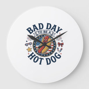 Relógio Grande Camisa Patriótica Hot Dog Dia Ruim Engraçada 4 de
