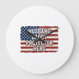 Relógio Grande Camisa Patriótica Marido Papai Protetor Herói Band