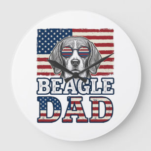Relógio Grande Camisa Patriótica para Pai de Beagle Vintage Desig