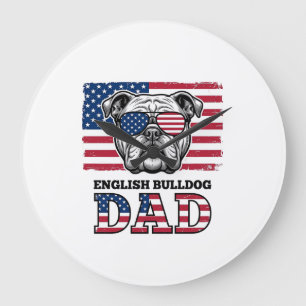 Relógio Grande Camisa Patriótica Vintage de Papai Bulldog Inglês