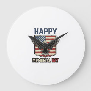 Relógio Grande Camisa Patriótica Vintage Eagle Memorial Day Desig